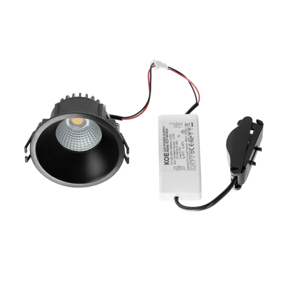 Arcchio LED-downlight Niria, svart, 3 000 K