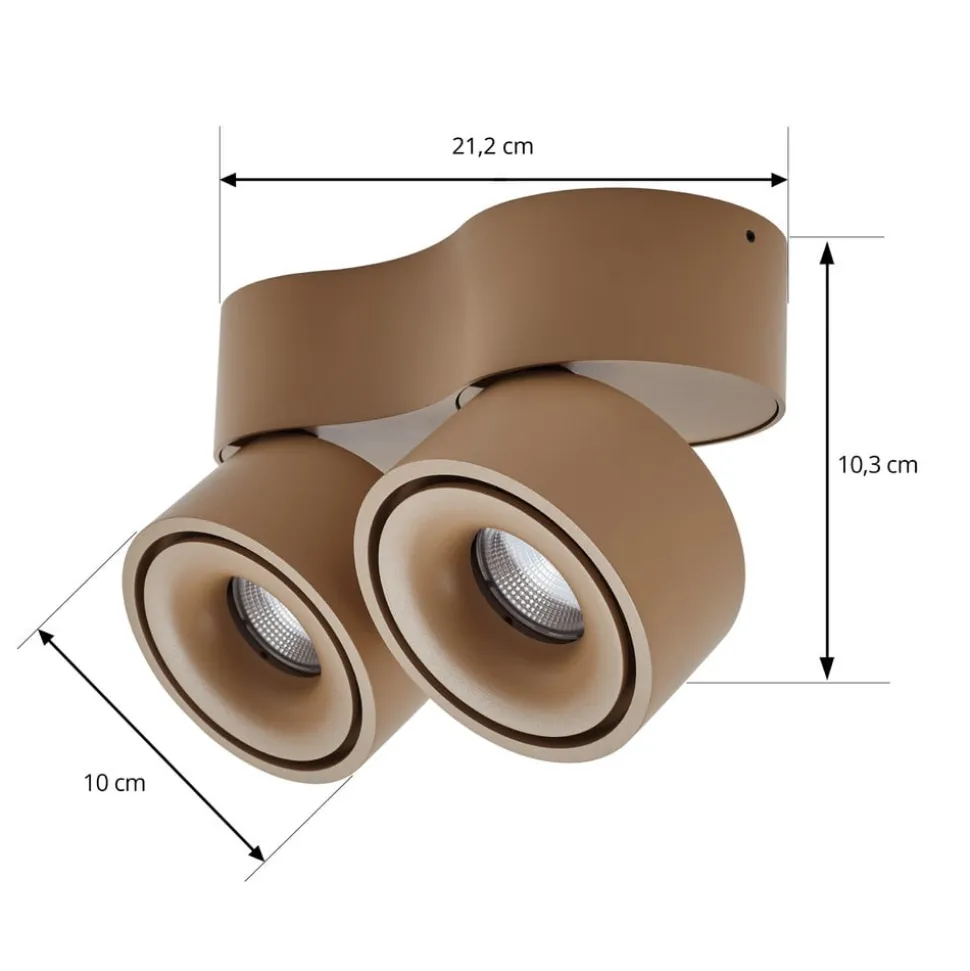 Arcchio LED-downlight Rotari, brun, 2 lyskilder, 8,9 W