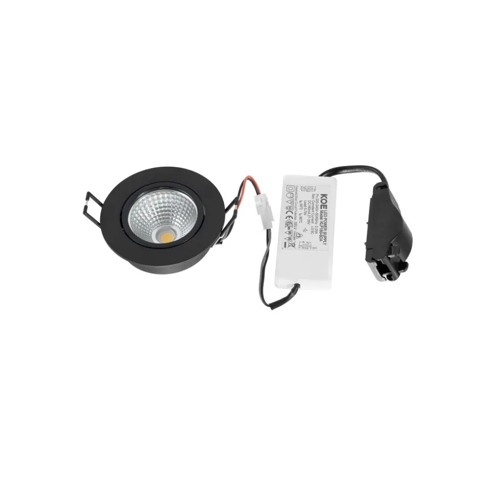 Arcchio LED-downlight Zarik, svart, 4 000 K