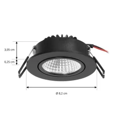 Arcchio LED-downlight Zarik svart, 3 000 K