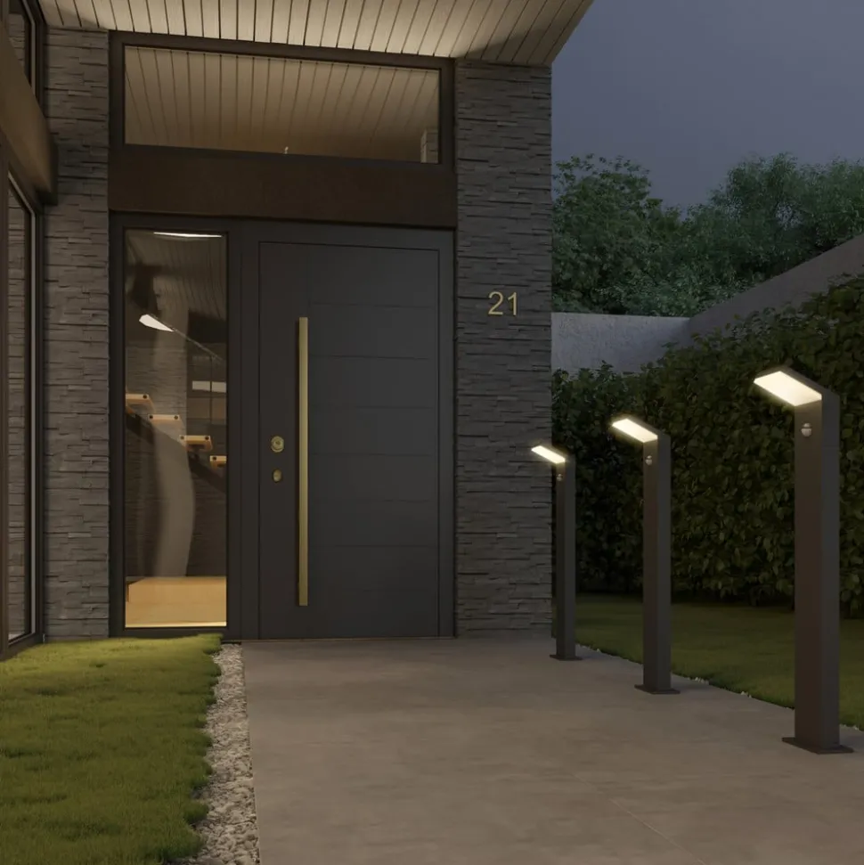 Arcchio LED-gatelampe Yolena, sensor, 100 cm, antrasitt