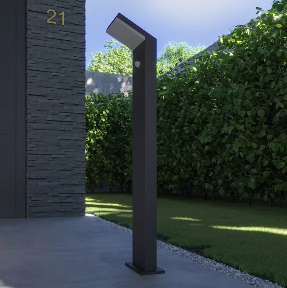 Arcchio LED-gatelampe Yolena, sensor, 100 cm, antrasitt