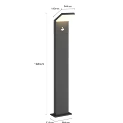 Arcchio LED-gatelampe Yolena, sensor, 100 cm, antrasitt