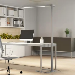 Arcchio LED-gulvlampe til kontor Susi, sølv, sensor, dimmer, CCT