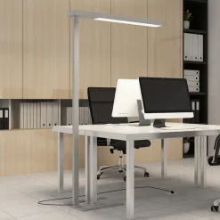 Arcchio LED-gulvlampe til kontor Susi, sølv, sensor, berøringsdimmer