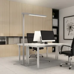 Arcchio LED-gulvlampe til kontor Susi, sølv, sensor, berøringsdimmer