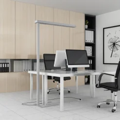 Arcchio LED-gulvlampe til kontor Susi, sølv, sensor, berøringsdimmer