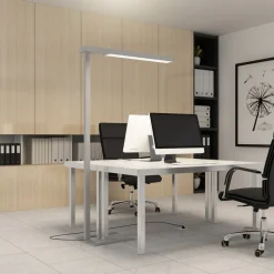 Arcchio LED-gulvlampe til kontor Susi, sett med 2, sølv, sensor