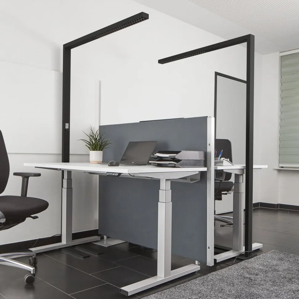 Arcchio LED-gulvlampe til kontor Jolinda, sett med 2, svart, 4 000K