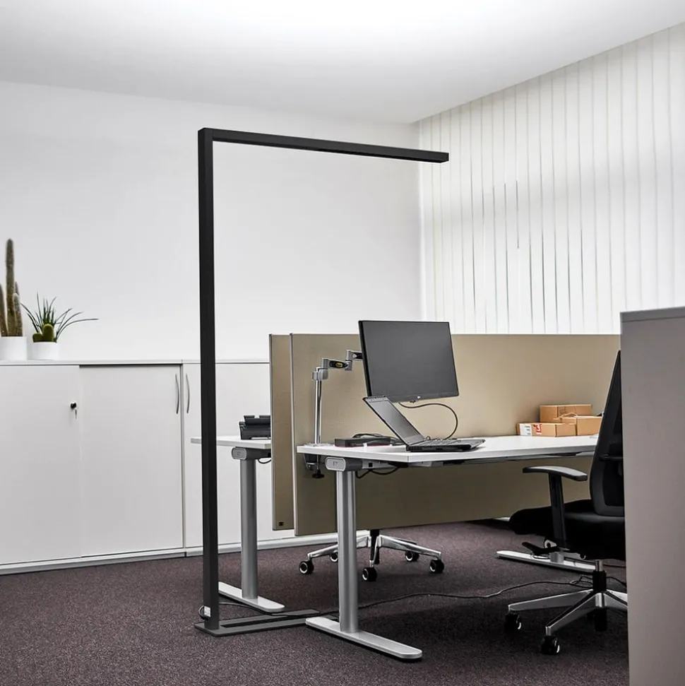 Arcchio LED-gulvlampe til kontor Jolinda, sett med 2, svart, 4 000K