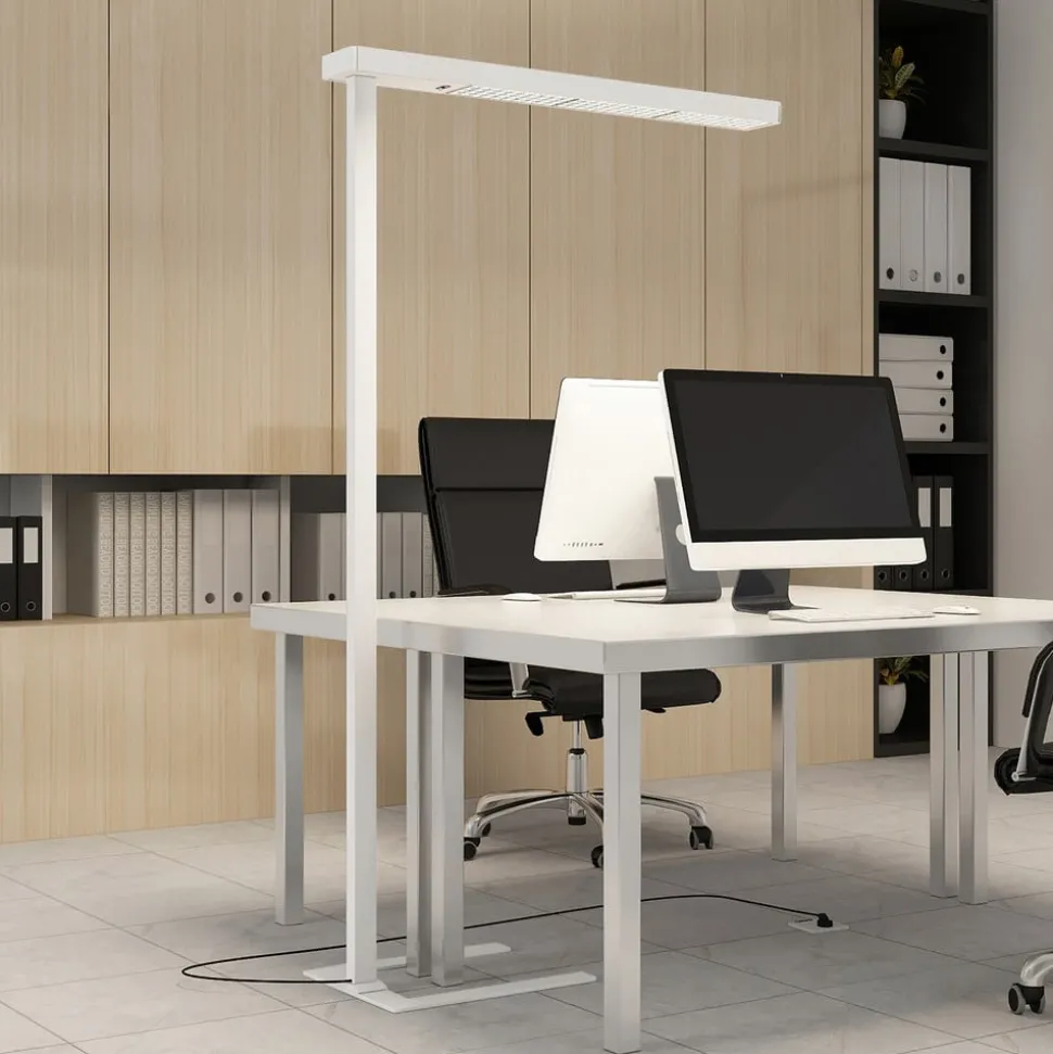 Arcchio LED-gulvlampe til kontor Susi, hvit, sensor, berøringsdimmer