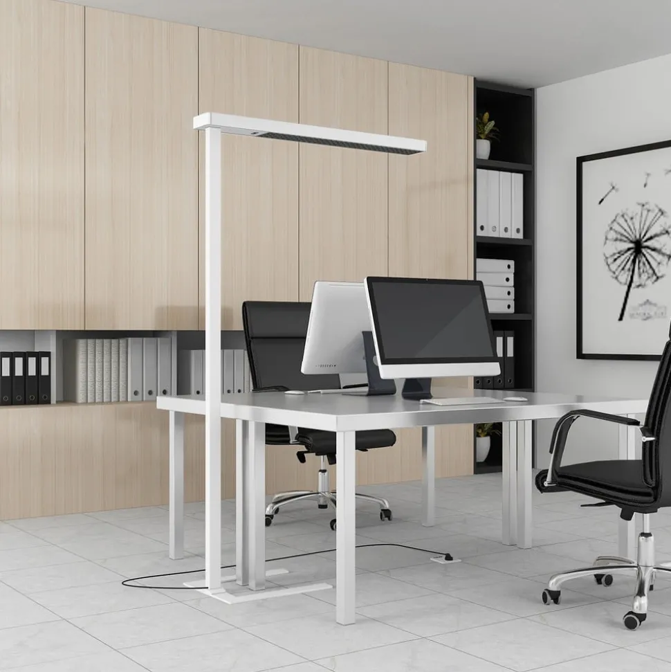 Arcchio LED-gulvlampe til kontor Susi, hvit, sensor, berøringsdimmer