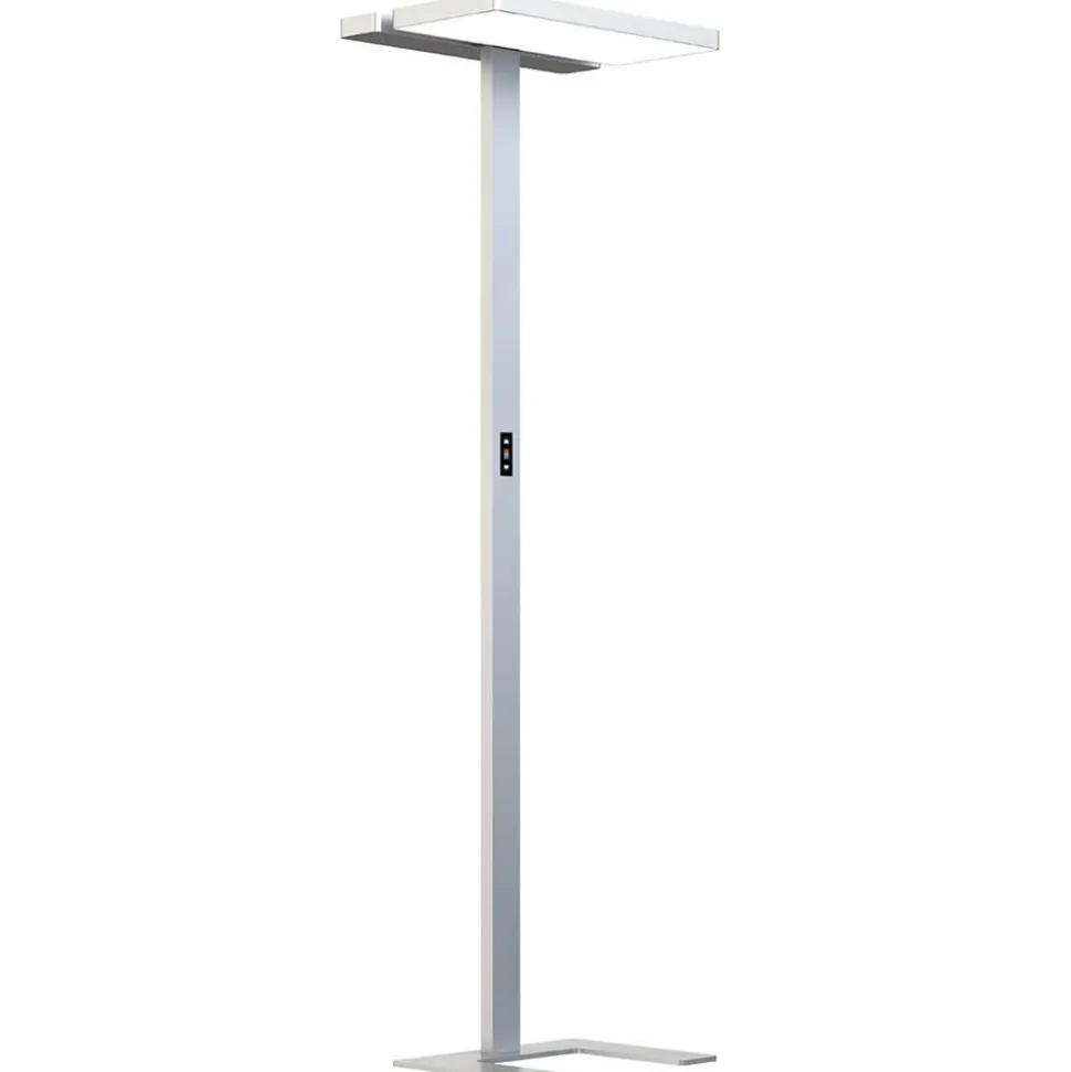 Arcchio LED-gulvlampe til kontor Aila, sølv, dagslyssensor