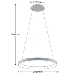 Arcchio LED-hengelampe Vivy, Ø 58 cm, hvit, metall