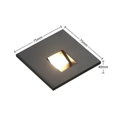 Arcchio LED-innbyggingslampe Vexi, 7,5 cm x 7,5 cm, svart, CCT