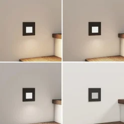 Arcchio LED-innbyggingslampe Vexi, 7,8 cm x 7,8 cm, svart, CCT