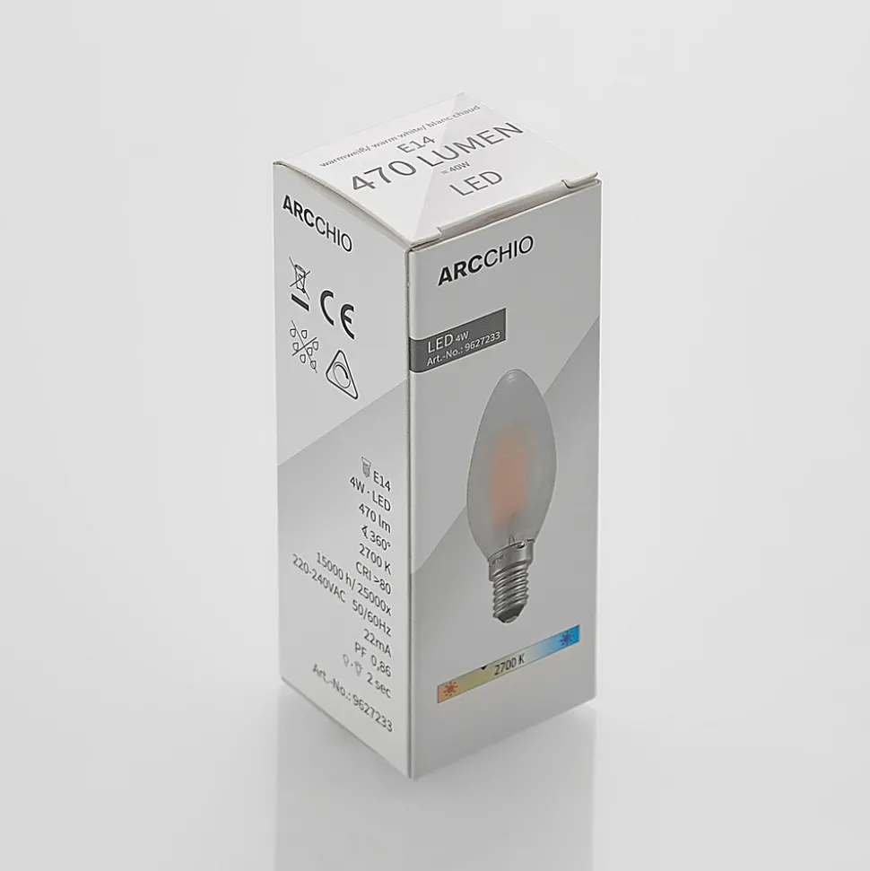 Arcchio LED-mignonpære E14, 4 W, 2700 K, dimbar, sett med 2 stk