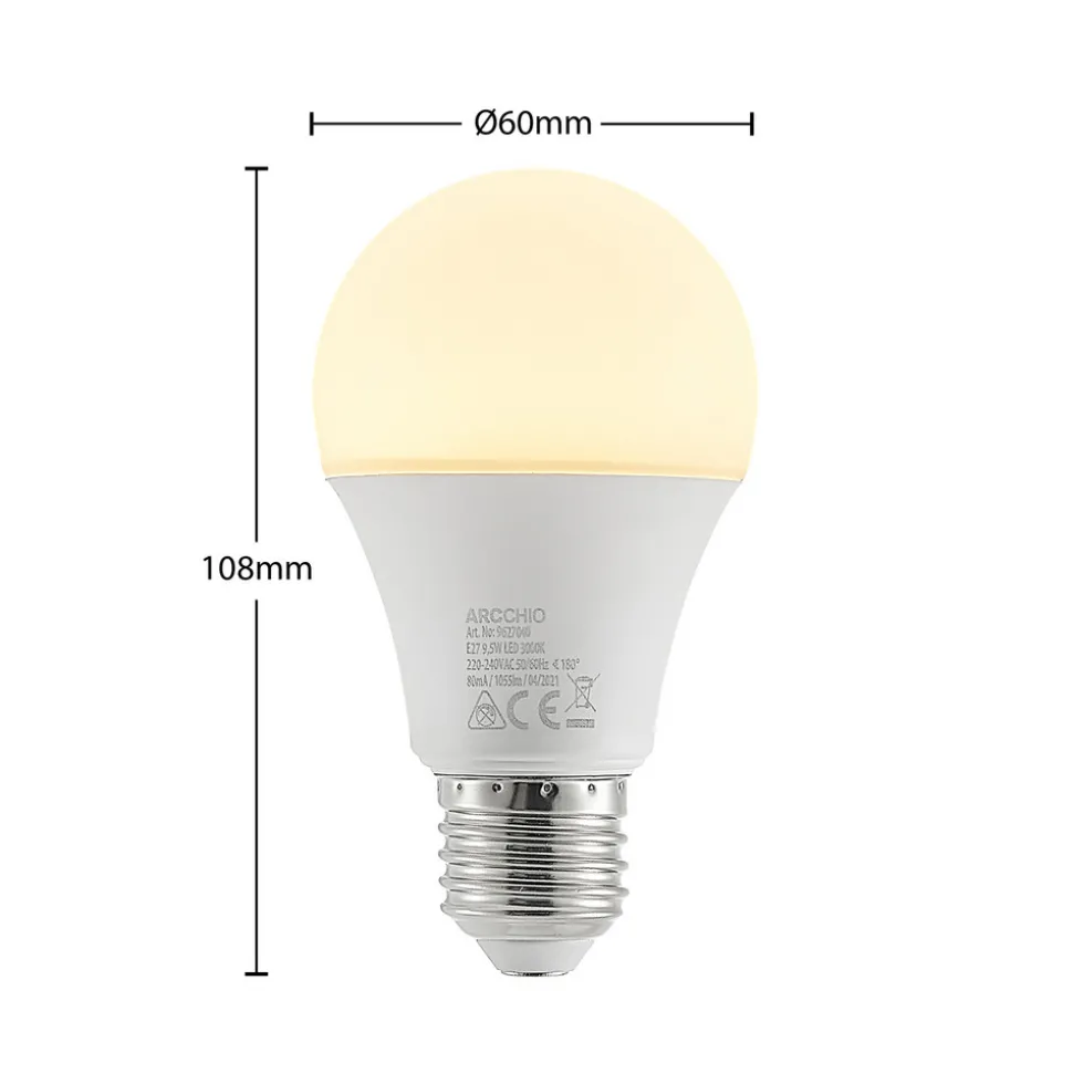 Arcchio LED-pære E27 A60 9,5 W opal 3 000K 1055lm