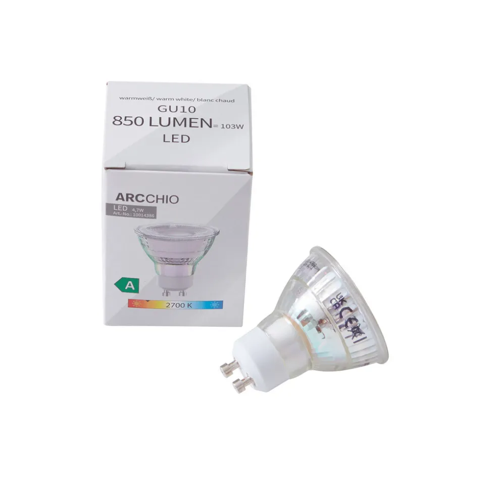 Arcchio LED-pære GU10 4,7W 2700K 850lm glass sett med 3 stk