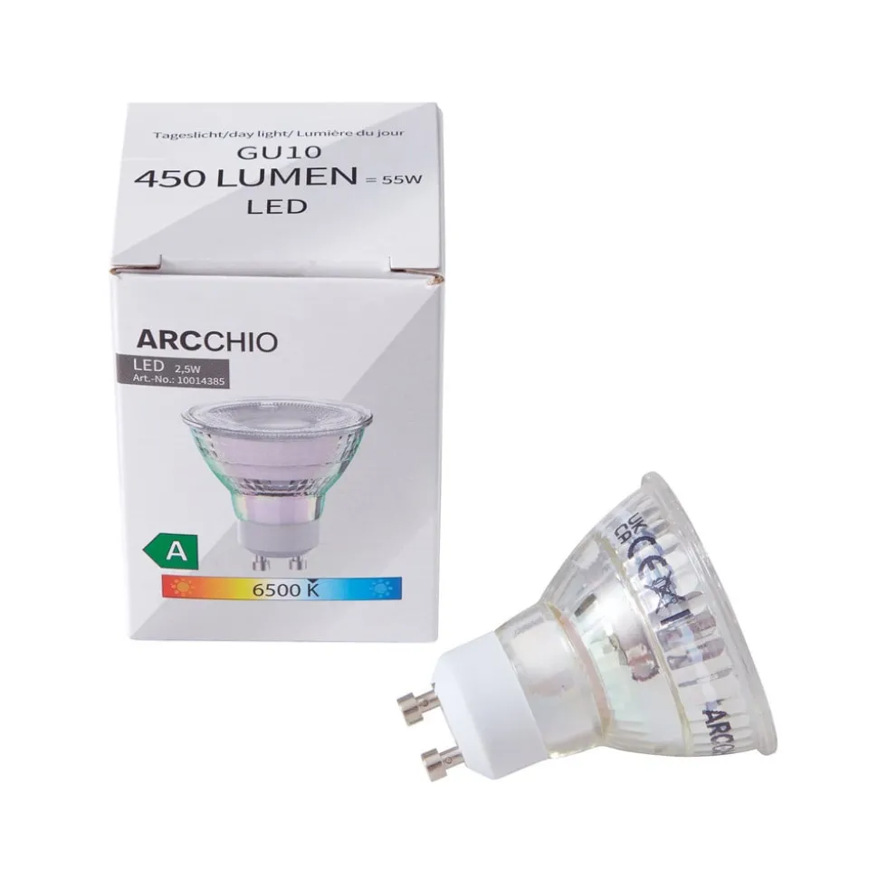 Arcchio LED-pære GU10 2,5W 6500K 450lm glass sett med 10 stk
