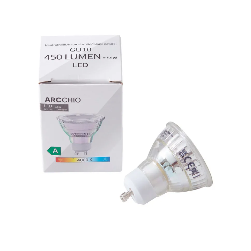 Arcchio LED-pære GU10 2,5W 4000K 450lm glass sett med 2 stk