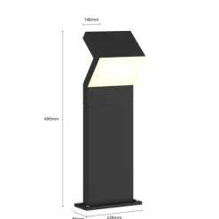 Arcchio LED-sokkellampe Havin, antrasitt, metall, 60 cm