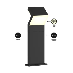 Arcchio LED-sokkellampe Havin, antrasitt, metall, 60 cm