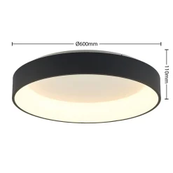 Arcchio LED-taklampe Aleksi, Ø 60 cm, svart, metall, CCT
