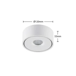 Arcchio LED-taklampe Rotari, hvit, metall, Ø 12 cm