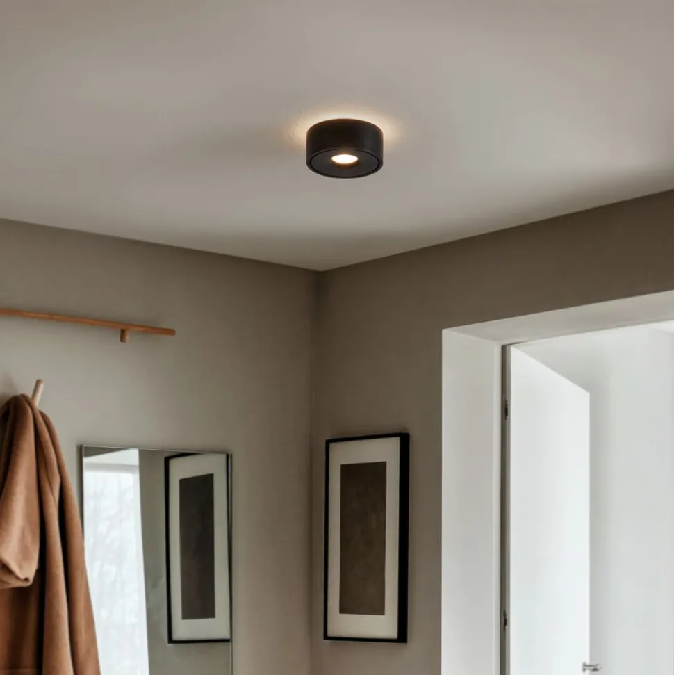 Arcchio LED-taklampe Rotari, Ø 12 cm, opp & ned, svart