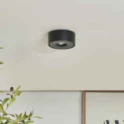 Arcchio LED-taklampe Rotari, Ø 12 cm, opp & ned, svart