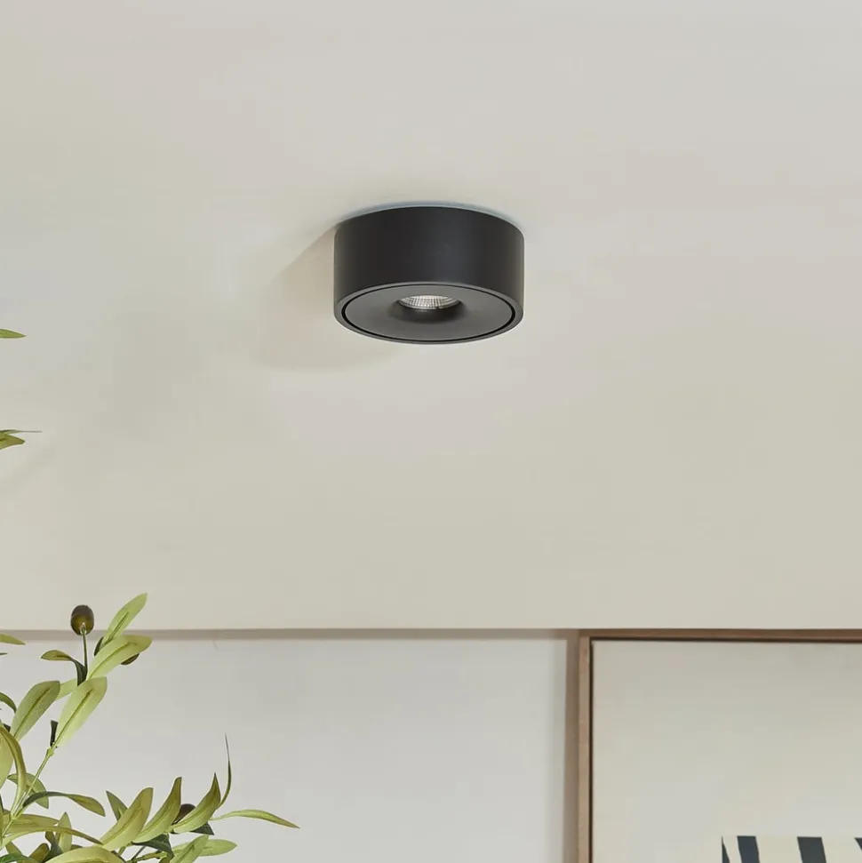 Arcchio LED-taklampe Rotari, Ø 12 cm, opp & ned, svart