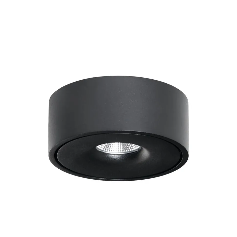 Arcchio LED-taklampe Rotari, Ø 12 cm, opp & ned, svart