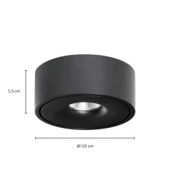 Arcchio LED-taklampe Rotari, Ø 12 cm, opp & ned, svart