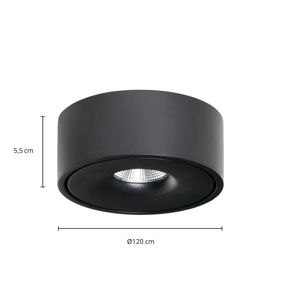Arcchio LED-taklampe Rotari, Ø 12 cm, opp & ned, svart