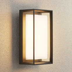 Arcchio LED-vegglampe Ismera, antrasitt/opal, IP65, glass