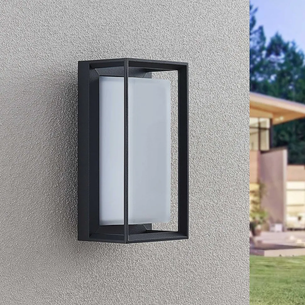 Arcchio LED-vegglampe Ismera, antrasitt/opal, IP65, glass