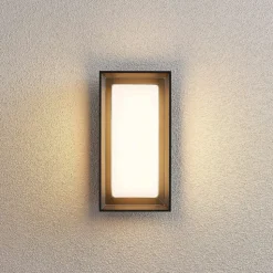 Arcchio LED-vegglampe Ismera, antrasitt/opal, IP65, glass