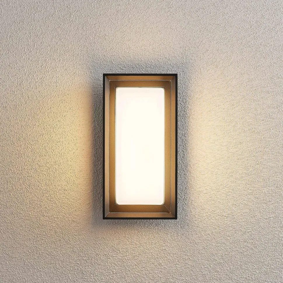 Arcchio LED-vegglampe Ismera, antrasitt/opal, IP65, glass