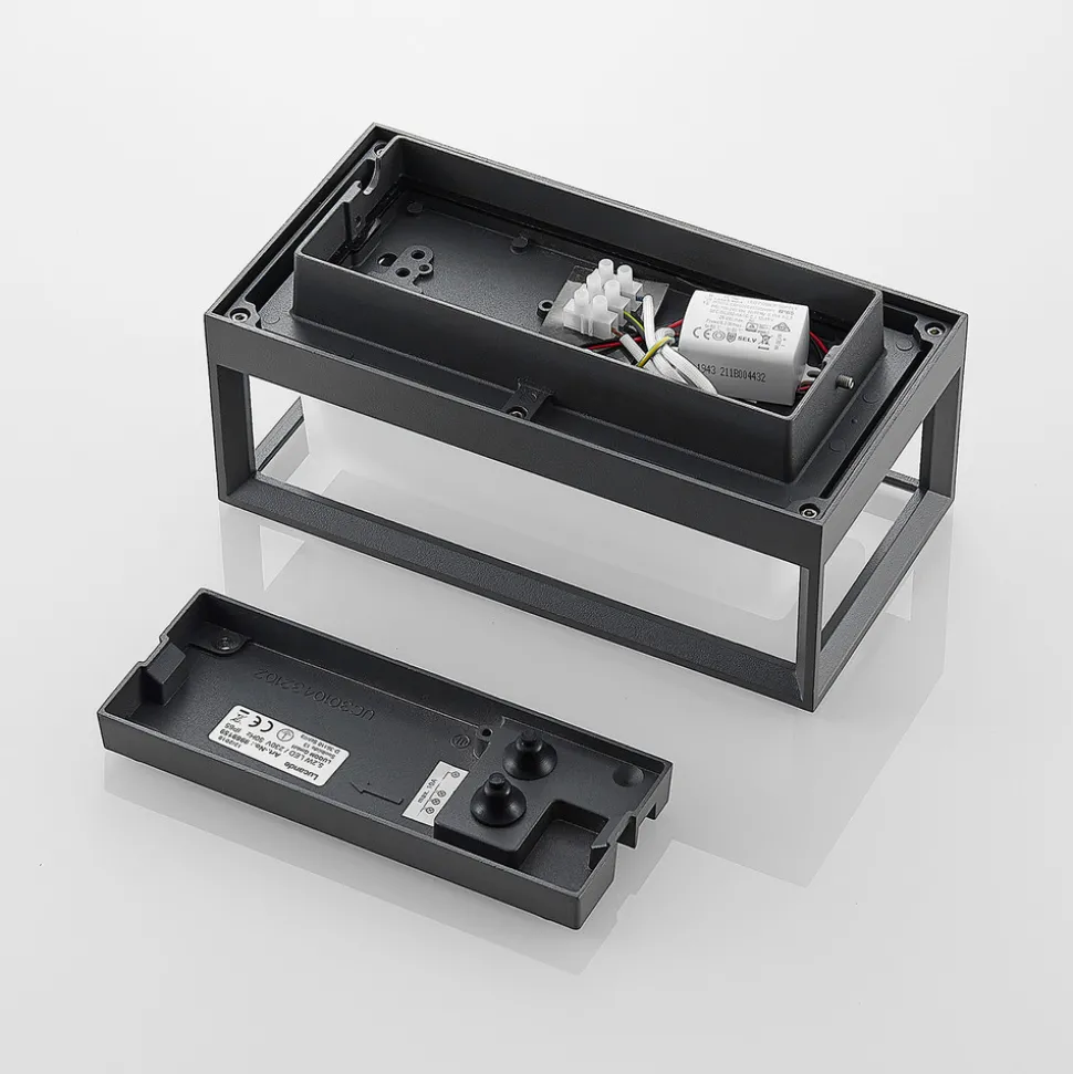 Arcchio LED-vegglampe Ismera, antrasitt/opal, IP65, glass