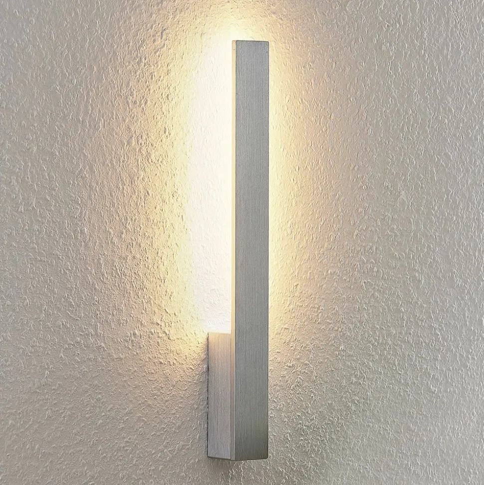 Arcchio LED-vegglampe Ivano, høyde 43 cm, børstet aluminium