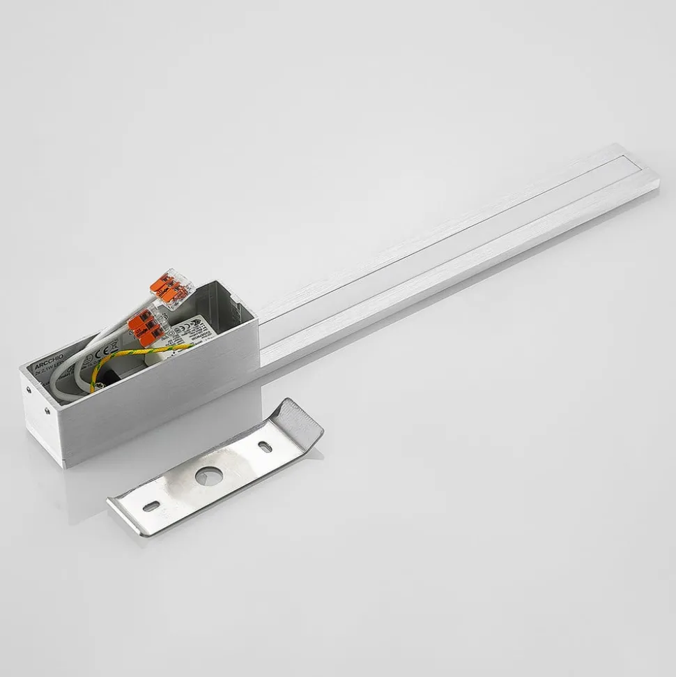 Arcchio LED-vegglampe Ivano, høyde 43 cm, børstet aluminium