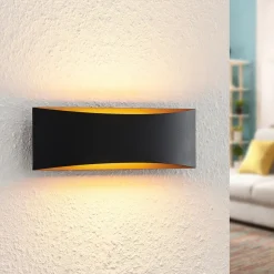 Arcchio LED-vegglampe Jelle, 27 cm, svart/gull, opp/ned