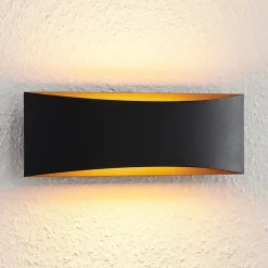 Arcchio LED-vegglampe Jelle, 27 cm, svart/gull, opp/ned