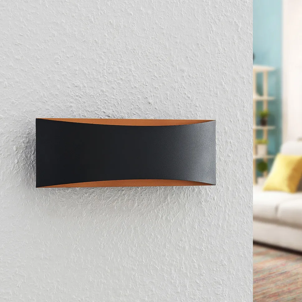 Arcchio LED-vegglampe Jelle, 27 cm, svart/gull, opp/ned