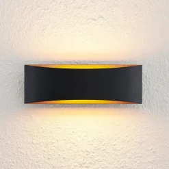 Arcchio LED-vegglampe Jelle, 27 cm, svart/gull, opp/ned
