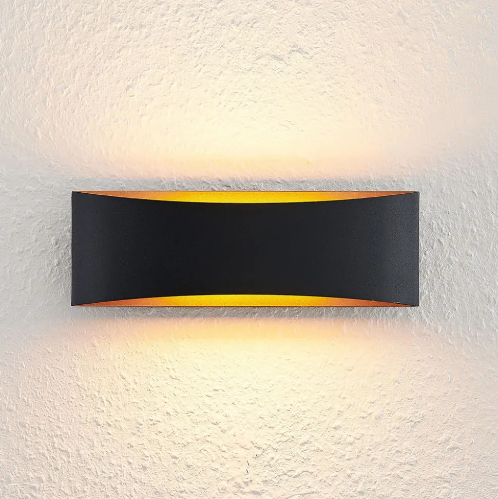 Arcchio LED-vegglampe Jelle, 27 cm, svart/gull, opp/ned