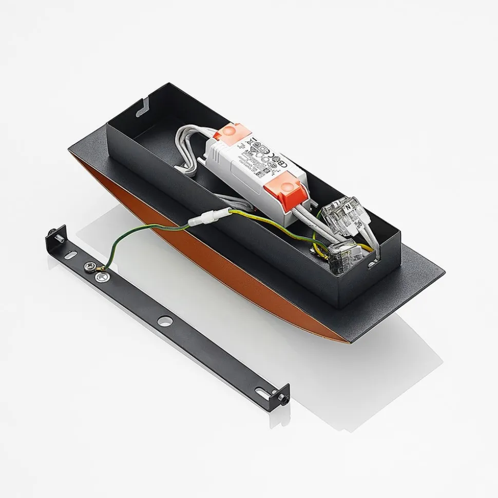 Arcchio LED-vegglampe Jelle, 27 cm, svart/gull, opp/ned