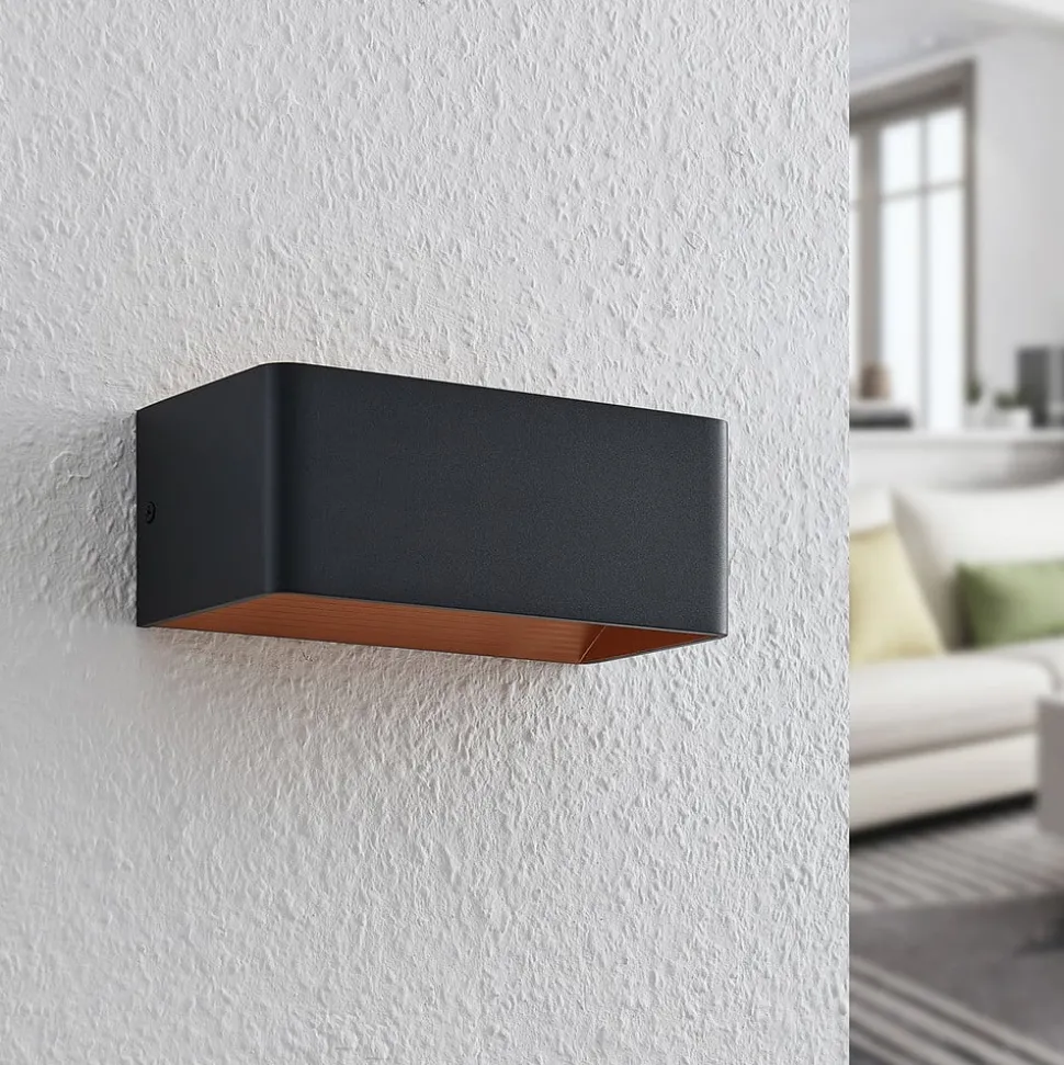 Arcchio LED-vegglampe Karam, 20 cm, svart, metall, opp/ned