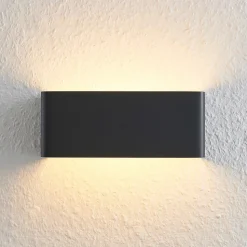 Arcchio LED-vegglampe Karam, 20 cm, svart, metall, opp/ned